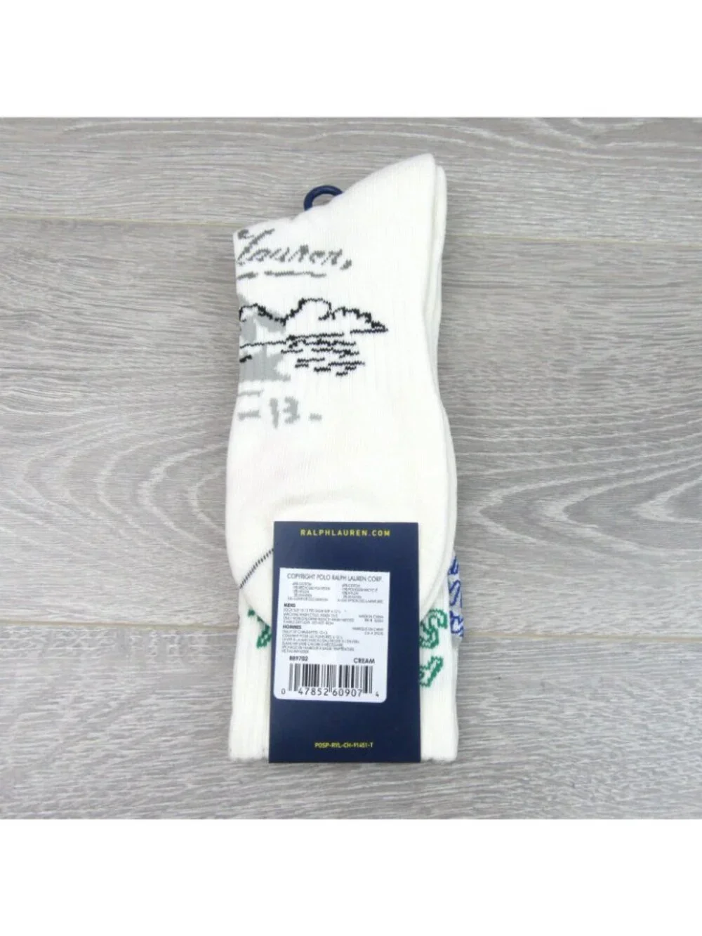 Polo Ralph Lauren Peace Love Surf Crew Socks Men's Size 6-12.5 (1 PAIR) NEW - Picture 5 of 7
